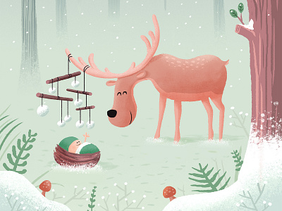 deer baby baby birth announcement character deer illustration mobile photoshop snow winter