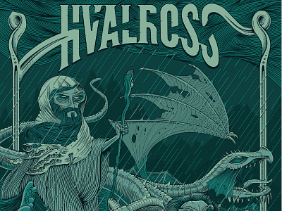 Hvalross - Cold Dark Rain album art album artwork dragon geyron lion rain