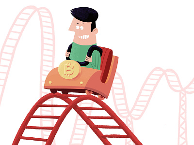 The Bitcoin Ride bitcoin character currency illustration newspaper rollercoaster