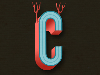 C antlers capital dropcap handlettering