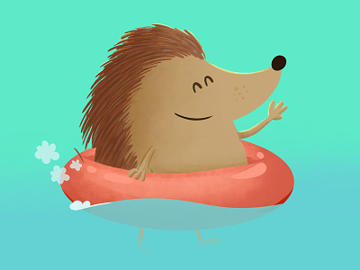 hedgehog in a swimming ring hedgehog swimming ring