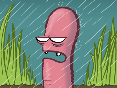 Sour Worm cartoon character rain worm