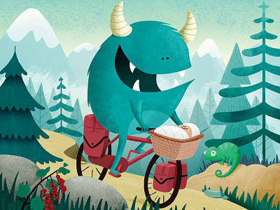 birth announcement for Bram bicycle birth monster mountains newborn