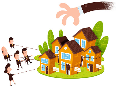 newspaper illustration: real estate agents economic economy funda real estate