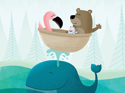 birth announcement for Floris baby bear flamingo whale