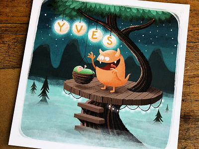 Yves - birth announcement baby birth monster treehouse