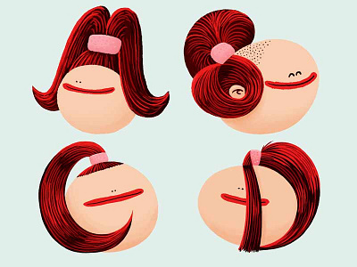 Alphabet of Haircuts alphabet character haircut handlettering