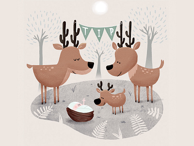 Tip! baby babycard birth announcement deer fern