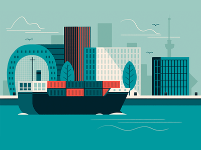 Rotterdam harbour illustration maas rotterdam