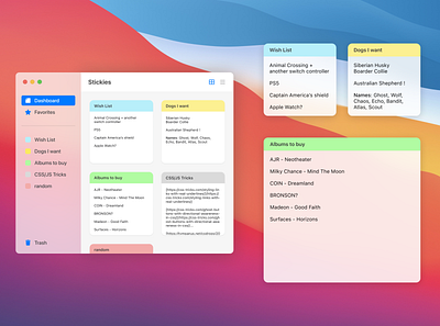 Stickies macOS Big Sur app inspired by SwiftUI app bigsur design figma mac macos stickies swift swiftui ui ui ux ux web design