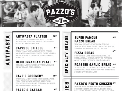 Pazzo's Look/Feel Test 3 menu robert gaszak typography