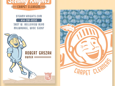 Steamy Knights Business Card business card design identity illustrator logo retro robert gaszak