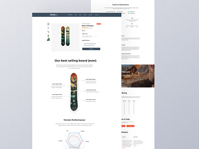 Snowboard Product Detail Page Design clean design ecommerce landing page layout product detail page ui web design website