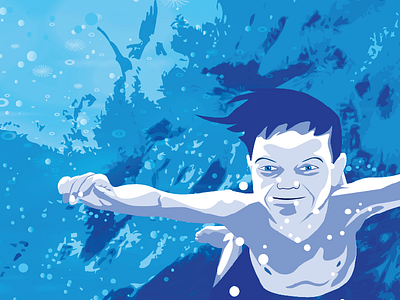 Under water #3 art blue bubbles google illustration people vector wall water