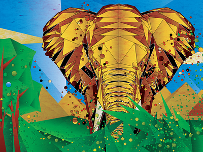 Polyphant animal circle edit elephant forest green illustration orange poly tiger triangle vector