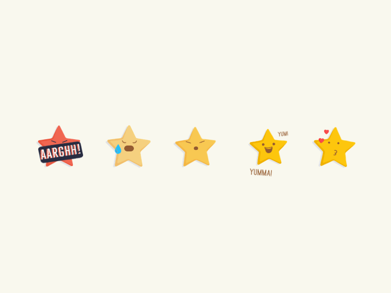 Ratings - All the Stars :) animation emoji food rate rating reaction swiggy ui vector