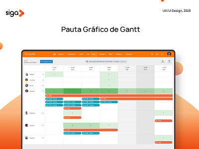 Pauta Gráfico de Gantt - Sistema SiGA marketing agency project management schedule task app task management task manager tasks team management ux web app