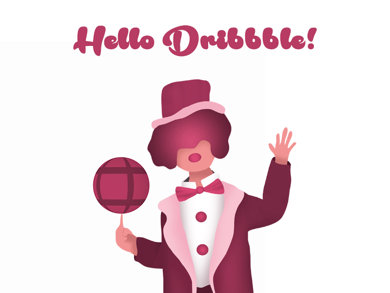 Hello Dribbble! animation clown design flat flatillustration graphic hellodribbble illustration pink vector