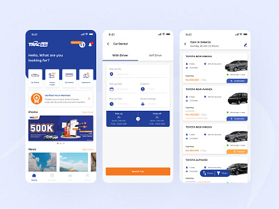 Car Rental Services - TRAC TO GO app booking car car rental filters ui ux