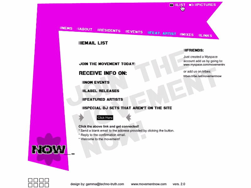 Movement Now - Email List and Film Tape Animation animation animations flash lowres website
