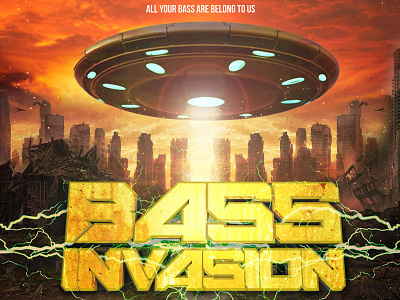 Bass Invasion - Concert Poster - Sacramento 3d all your bass are belong to us concert poster event event poster