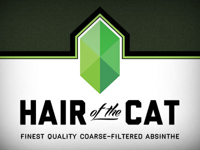 Hair of the Cat Absinthe, back label absinthe alcohol diamond green jewel packaging