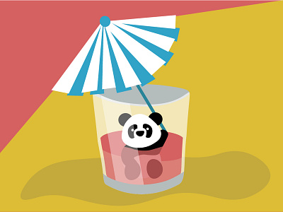 Panda animals book illustration cocktail illustration illustrator juice panda panda bear summer umbrella yellow