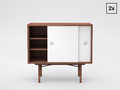 Finn Juhl Credenza 3d c4d cabinet danish design interior wood