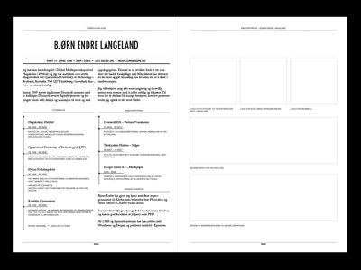 Resumé black white grid resume cv typography
