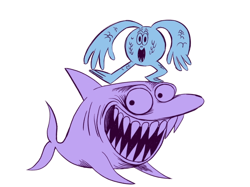 Disney XD "Shark & lil' Creature" - rough animation animation 2d cel animation character animation hand drawn pencil test