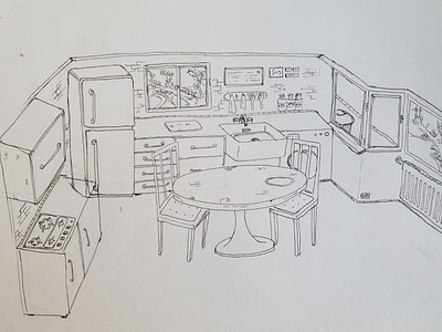 Kitchen furniture illustration illustration art kitchen pencil
