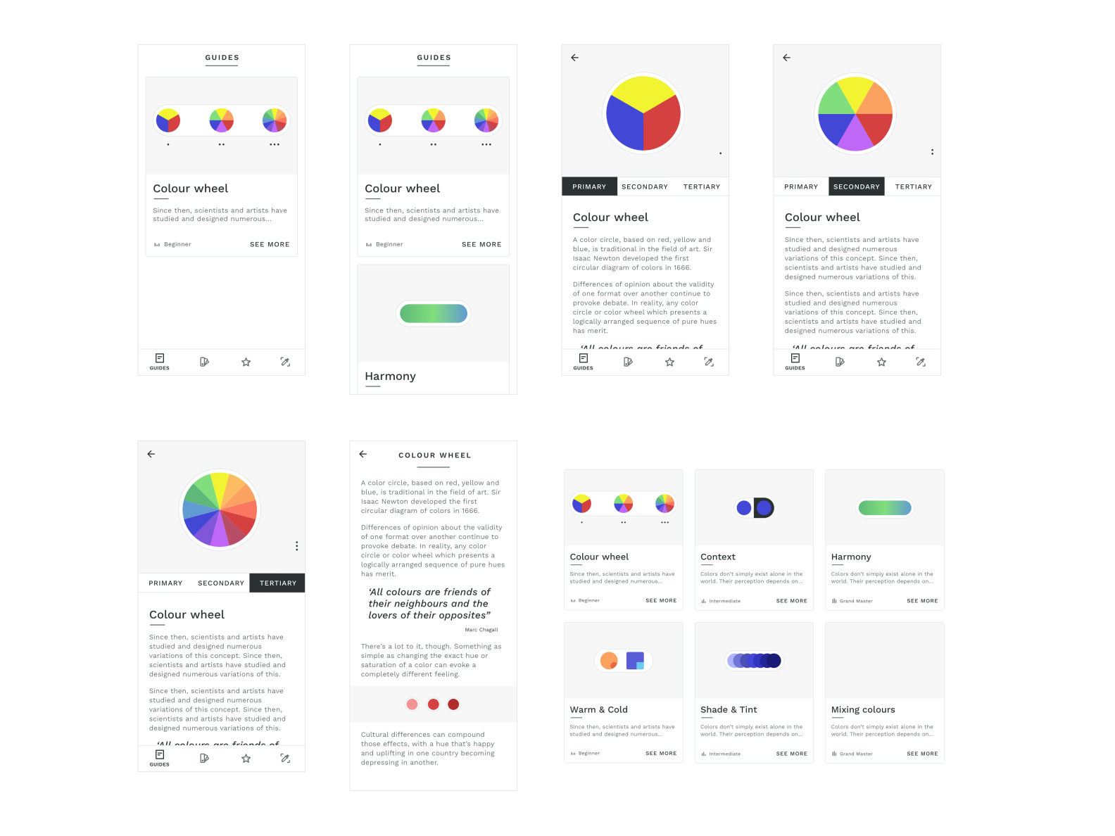 Colour theory material themed app by Tudor Teisanu on Dribbble