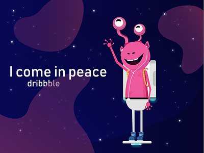 Hello Dribbble alien first shot illustration sci fi