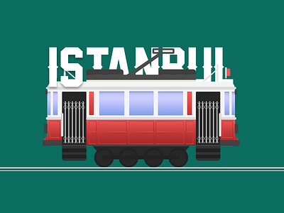 Old School Tram Illustration drawing illustration istanbul old school tram