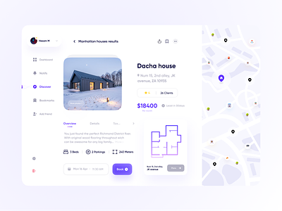 Real State Web 🏠 charts clean components dashboard graphs hotel light map minimal profile real state rental renting uiux ux uxui webdesign website design