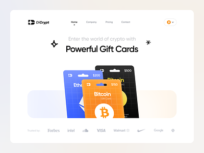DiCrypt | Crypto Landing Page bitcoin ui crypto crypto currency crypto landing page crypto ui crypto website financial gift card landing page giftcards hero section landing page light landing page minimal ui ux