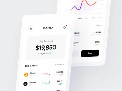 Cryptio ⁝ Crypto App app bitcoin chart clean app crypto crypto app crypto design cryptocurrency exchange finance app financial ios app minimal app nft app trading app ui ux wallet wallet app