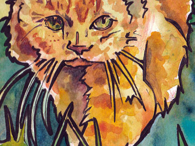 Watercolor of an Orange Cat