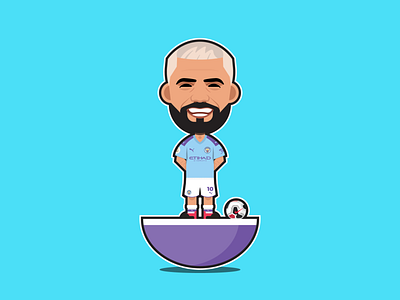 Sergio Agüero Subbuteo aguero bpl character design flat football icon illustration illustrator man city manchestercity mcfc outline portrait premier league sergio aguero simple soccer vector vector art