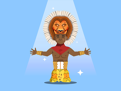 He lives in you 2d ai broadway character design flat icon illustration illustrator king light lion lionking series shapes simple stars vector
