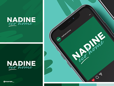Nadine Eco Home Branding brand brand logo branding colour palette design eco eco friendly flat green illustration illustrator logo outline script social media typography vector