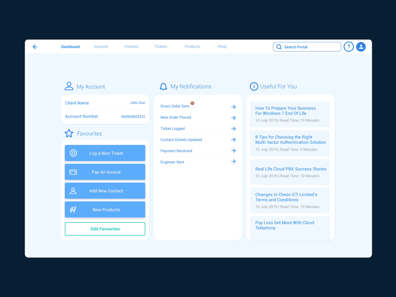 Customer Portal Dashboard Ui Animation