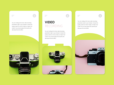 Video Camera Mobile UI Landing Page