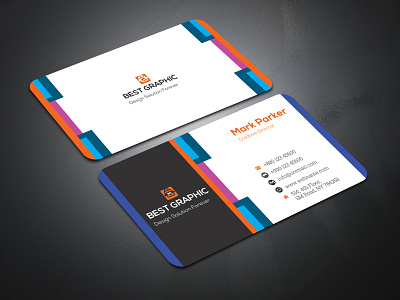 Business Card colorful corporate creative design designer elegant name card orange pattern print ready pro professional simple smart