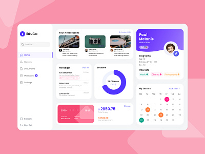 EduCa - Online Learning Platform app dashboard desktop learning ui user interface