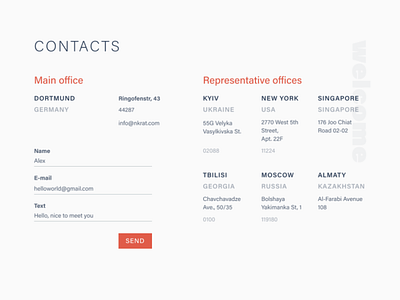 Contacts page