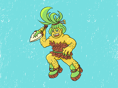 Angry Pineapple cartoon character character design illustration pineapple postcard warrior