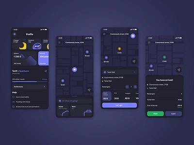 Teleportation app concept #2 app booking challenge concept dark future futuristic interface ios app map minimal mobile mobile app mobile ui purple teleportation travel trip ui ux