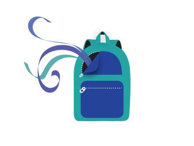 Backpack backpack blue color colorful design fun icon illustration illustrator purple ribbon school