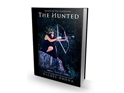 The Hunted-Book Mockup arrow artemis black book bookcover cover goddess greek hardcover mockup nature night